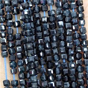 Natural DarkBlue Tourmaline Beads Faceted Cube, approx 3mm [GB25717]