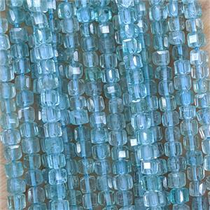 Natural Blue Apatite Beads Faceted Cube, approx 3mm [GB25720]