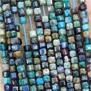 Natural Phoenix Turquoise Beads Green Faceted Cube AB-Grade, approx 3mm [GB25723]
