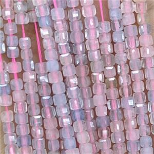Natural Pink Morganite Beads Faceted Cube, approx 3mm [GB25724]