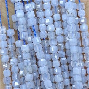 Natural Blue Lace Agate Beads Faceted Cube, approx 3mm [GB25727]
