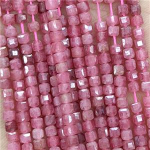 Natural Red Rhodonite Beads Faceted Cube AA-Grade, approx 3mm [GB25728]