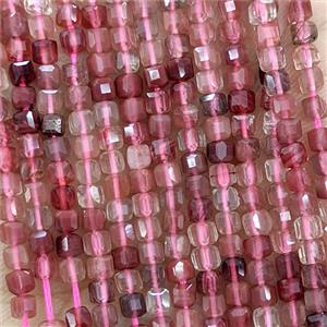 Red Quartz Beads Faceted Cube, approx 3mm [GB25729]