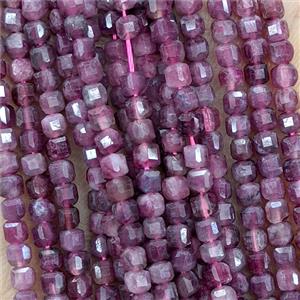 Natural Red Tourmaline Beads Faceted Cube, approx 3mm [GB25732]