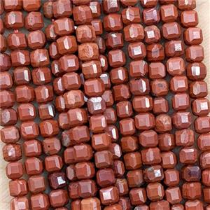 Natural Red Jasper Beads Faceted Cube, approx 3mm [GB25744]