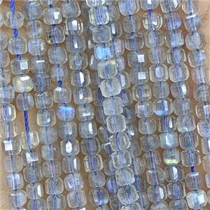 Natural Labradorite Beads Faceted Cube, approx 3mm [GB25749]