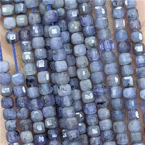 Natural Tanzanite Beads Blue Faceted Cube, approx 3mm [GB25750]
