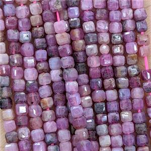 Natural Ruby Beads Faceted Cube, approx 3mm [GB25753]