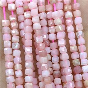 Natural Pink Opal Beads AA-Grade Faceted Cube, approx 3mm [GB25760]