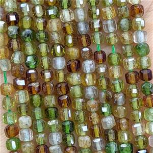 Natural Tourmaline Beads Multicolor Faceted Cube, approx 3mm [GB25763]
