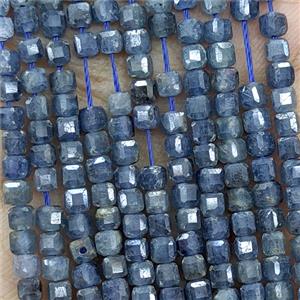 Natural Blue Sapphire Beads AA-Grade Faceted Cube, approx 3mm [GB25764]