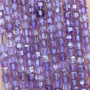 Natural Amethyst Beads Lt.purple Faceted Cube, approx 3mm [GB25765]