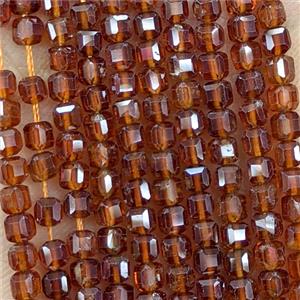 Natural Orange Garnet Beads Faceted Cube, approx 3mm [GB25768]