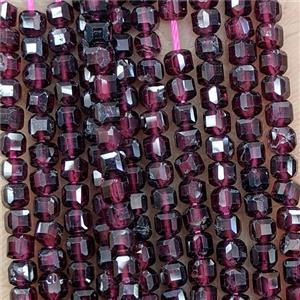 Natural Red Garnet Beads AB-Grade Faceted Cube, approx 3mm [GB25770]