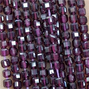 Natural Purple Garnet Beads Faceted Cube, approx 3mm [GB25771]