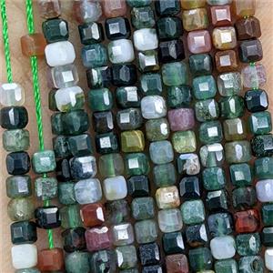 Natural Indian Agate Beads Multicolor Faceted Cube, approx 3mm [GB25772]