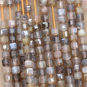 Natural Moonstone Beads Multicolor Faceted Cube, approx 3mm [GB25778]