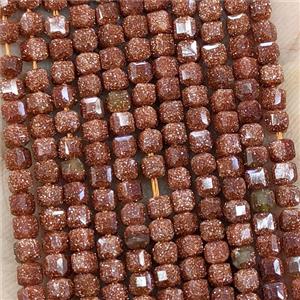 Golden Sandstone Beads Faceted Cube, approx 3mm [GB25779]