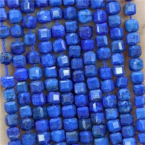 Natural Blue Lapis Lazuli Beads Faceted Cube, approx 3mm [GB25786]