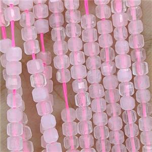 Natural Pink Rose Quartz Beads Faceted Cube, approx 3mm [GB25787]