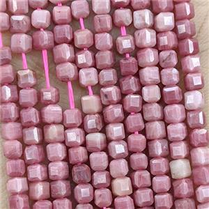 Natural Pink Wood Lace Jasper Beads Faceted Cube, approx 3mm [GB25788]