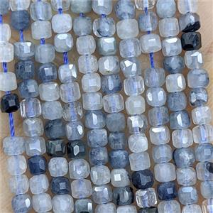 Blue Rutilated Quartz Beads Faceted Cube, approx 3mm [GB25789]
