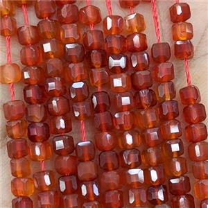Red Carnelian Agate Beads Faceted Cube, approx 3mm [GB25791]
