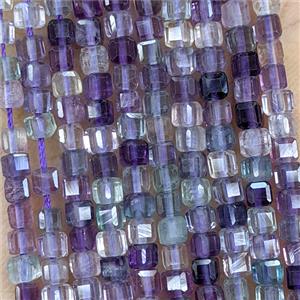 Natural Purple Fluorite Beads Faceted Cube, approx 3mm [GB25795]