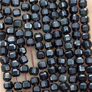 Black Ice Obsidian Beads AB-Grade Faceted Cube, approx 3mm [GB25796]