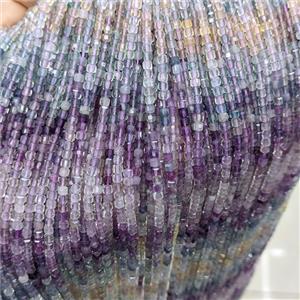 Natural Fluorite Beads Faceted Cube Multicolor, approx 3mm [GB25807]