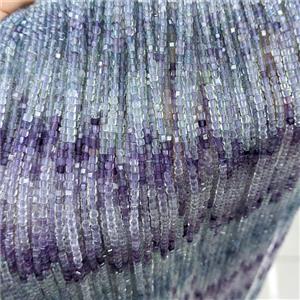 Natural Fluorite Beads Faceted Cube Multicolor, approx 3mm [GB25808]