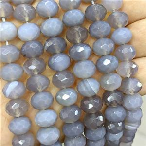 Natural Gray Agate Beads Faceted Rondelle, approx 8x12mm [GB25815]