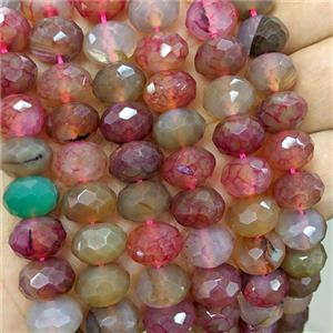 Red Dye Agate Beads Faceted Rondelle, approx 8x12mm [GB25816]