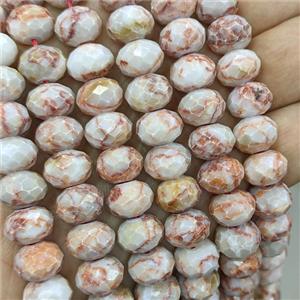 Red Silk Jasper Beads Faceted Rondelle, approx 8x12mm [GB25819]