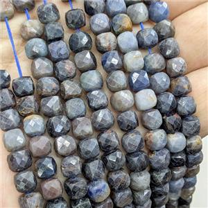 Natural Sapphire Beads C-Grade Faceted Cube, approx 6-7mm [GB25823]