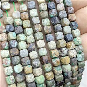 Natural Turquoise Beads C-Grade Faceted Cube, approx 6-7mm [GB25824]