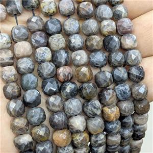 Natural Black Sunstone Beads Faceted Cube, approx 7-8mm [GB25834]