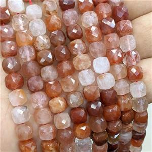 Naural Red Hematoid Quartz Beads Faceted Cube, approx 7-8mm [GB25835]
