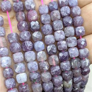 Natural Purple Tourmaline Beads Faceted Cube, approx 7-8mm [GB25851]