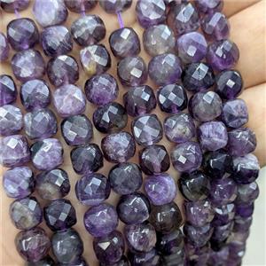 Natural Purple Amethyst Beads Faceted Cube, approx 7-8mm [GB25854]