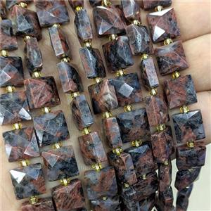Natural Red Labradorite Square Beads Faceted, approx 10mm [GB25859]