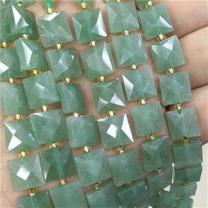 Natural Green Aventurine Square Beads Faceted, approx 10mm [GB25861]