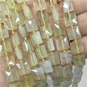 Natural Lemon Quartz Square Beads Faceted, approx 10mm [GB25862]