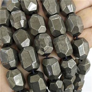 Natural Pyrite Beads Faceted Tube, approx 16-20mm [GB25863]
