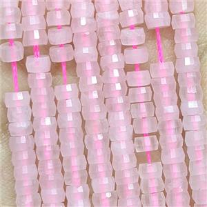 Natural Pink Rose Quartz Heishi Beads Faceted, approx 2-4mm [GB25868]