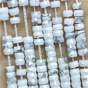 Natural White Howlite Turquoise Heishi Beads Faceted, approx 2-4mm [GB25869]