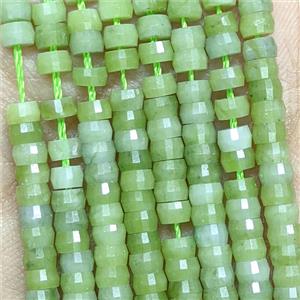 Green Chinese Nephrite Jade Heishi Beads Faceted, approx 2-4mm [GB25874]
