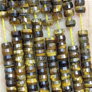 Natural Tiger Eye Stone Heishi Beads Faceted, approx 2-4mm [GB25885]