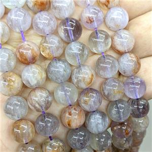 Natural Phantom Quartz Beads Purple Smooth Round, approx 10.5mm [GB25889-10MM]