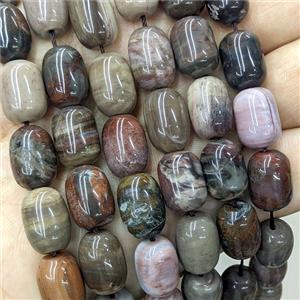 Natural Wood Petrified Jasper Barrel Beads, approx 10-14mm [GB25904]